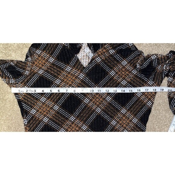 ADRIENNE Vittadini (S) Brown Plaid Dress Dark Academia Velma Knee Length NOTE - Picture 8 of 16